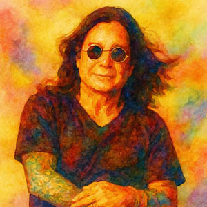 Ozzy Osbourne watercolor portrait in the Daily Celebrations style