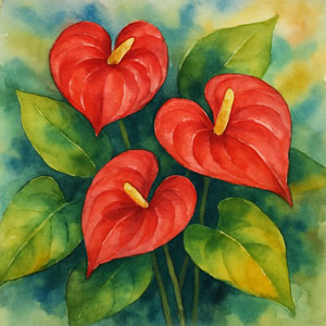 Square watercolor in Daily Celebrations style — unfurling hibiscus bud by the sea, soft dawn light and gentle waves