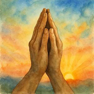 Prayerful hands watercolor painting