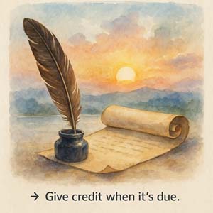 Sunrise with quill and parchment
