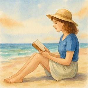 Watercolor of open book and warm light