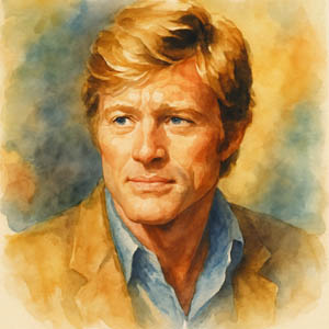 Watercolor portrait of Robert Redford