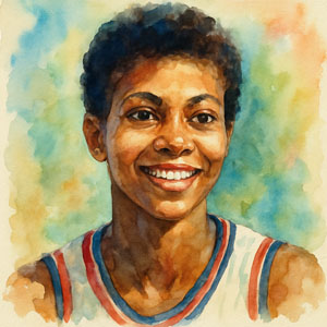 Wilma Rudolph, radiant and focused, an Olympic sprinter with fearless stride