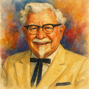 Watercolor portrait of Colonel Sanders