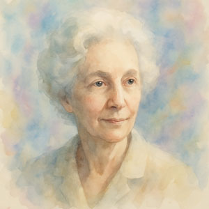Watercolor portrait of Helen Schucman