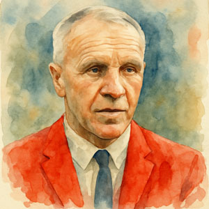 Watercolor portrait of Bill Shankly