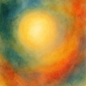 Watercolor of a soul glowing like a quiet inner light