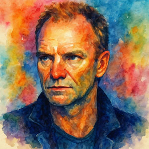 Sting (Gordon Sumner) watercolor portrait