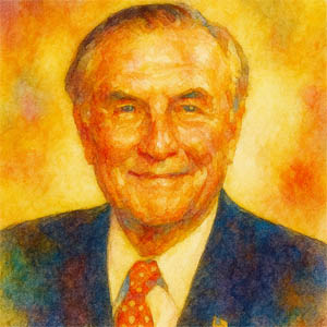 Watercolor portrait of Strom Thurmond as an elder statesman