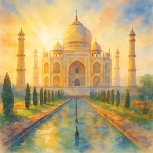 Taj Mahal a glow in sunlight and endless love and sorrow