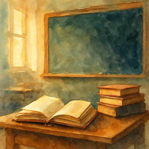 Watercolor of a bright classroom energy, symbolizing inspiration