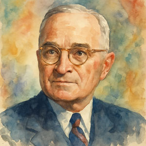 Watercolor portrait of President Harry S. Truman
