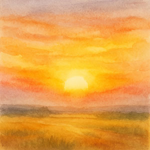 Square watercolor suggesting understanding — two hands meeting, gentle blues and golds