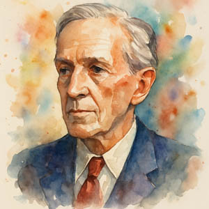 Watercolor portrait of Upton Sinclair