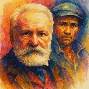 watercolor of Victor Hugo, author of Les Misérables