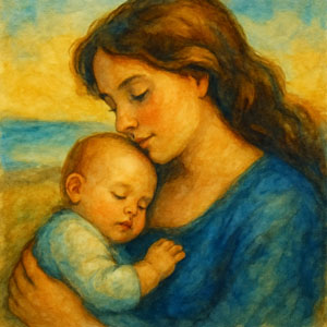 Square watercolor suggesting what matters — gentle light around a small, shining heart