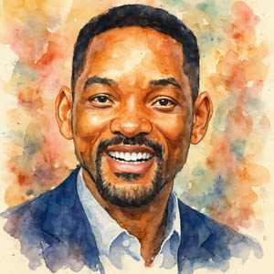 Watercolor portrait of Will Smith