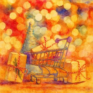Watercolor Christmas gifts in warm, thoughtful colors